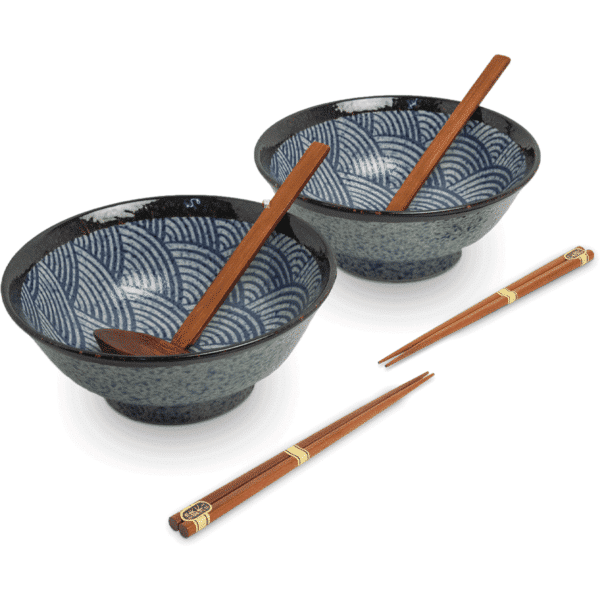 Coffret - Ramen Seigaiha bleu 6 pièces