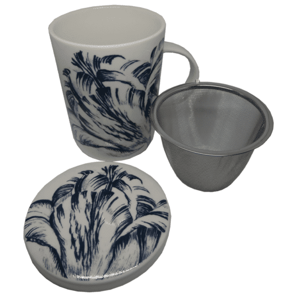 Tisanière - Motifs Floraux Bleus + filtre inox