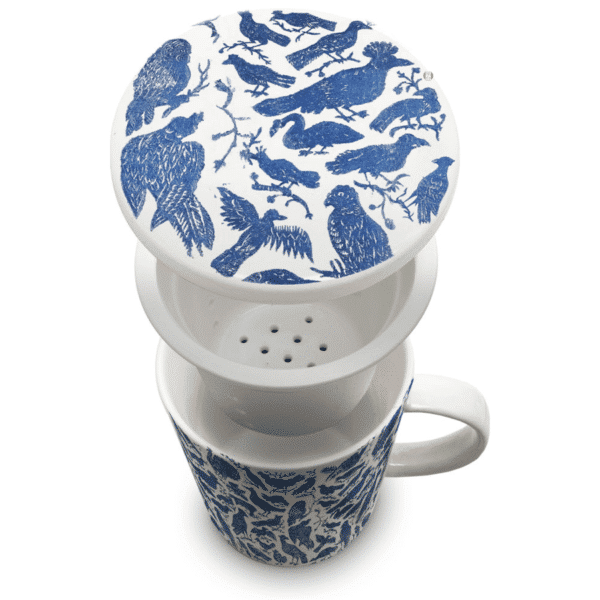Tisanière - Oiseaux Bleus + filtre porcelaine – Image 2