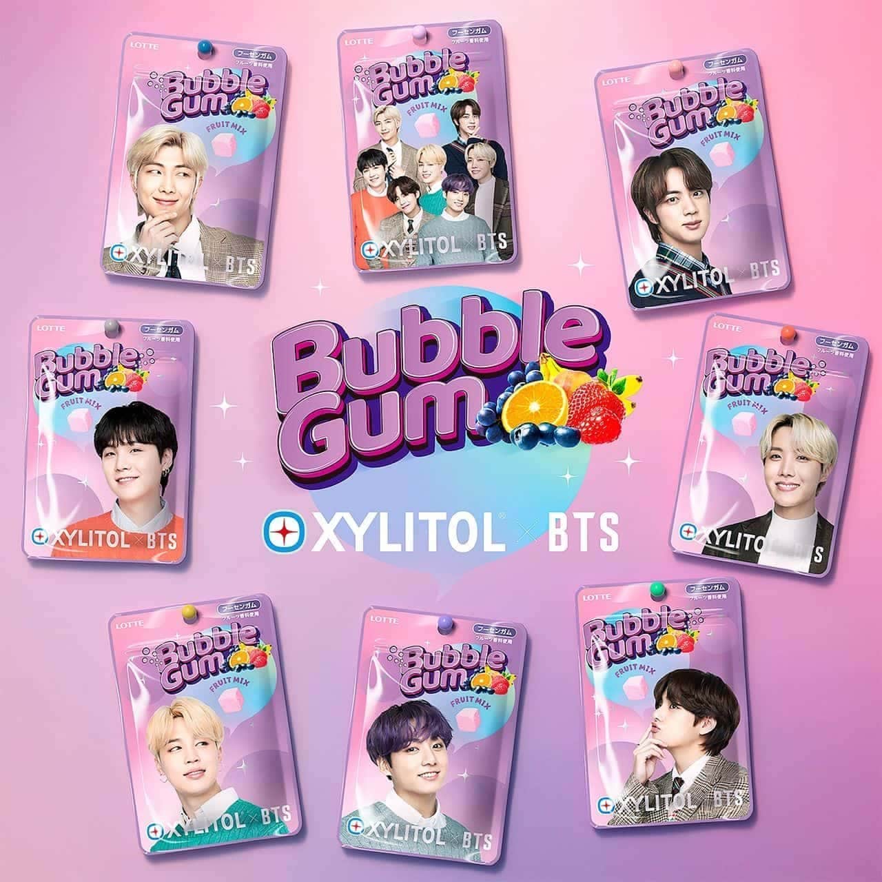 LOTTE Xylitol x BTS Bubble mix fruit Gum 30g YATAI