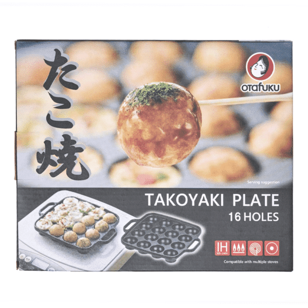 OTAFUKU - Plate en Fer pour Takoyaki - 16 Trous (Compatible Gaz et Induction)