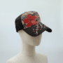 Casquette Noire 100% coton - Motifs floraux