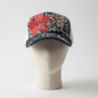 Casquette Blanche-Bleue 100% coton + Résille - Motifs Floraux