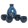 Coffret -  Ensemble à saké Hana Bleu - 5 pièces