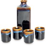 Coffret -  Ensemble à saké Bleu/Noir - 5 pièces